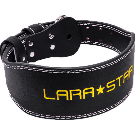 LARASTAR Squat Belt, Cowhide Fitness Waistband for Men, Professional Equipment Training Support, Deadlift Back Support Belt, Black Wide Version L
