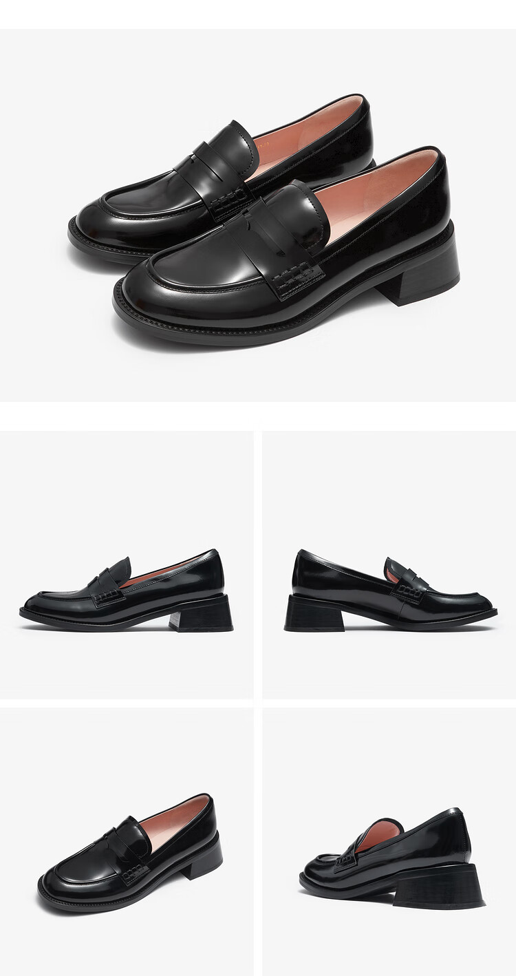 Le Saunda British Retro JK Solid Color Round Toe Mid-Heel Platform Loafers Women's Shoes 41901, Dark Brown BRB, Size 37 11
