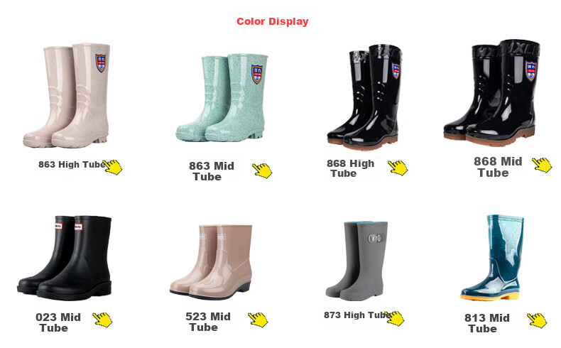 Warrior Women's Fashionable Adult Rain Boots, Waterproof Shoes, Rubber Shoes, Overshoes, Water Boots HXL63-B, Shibanjia High-Top, Size 38 5