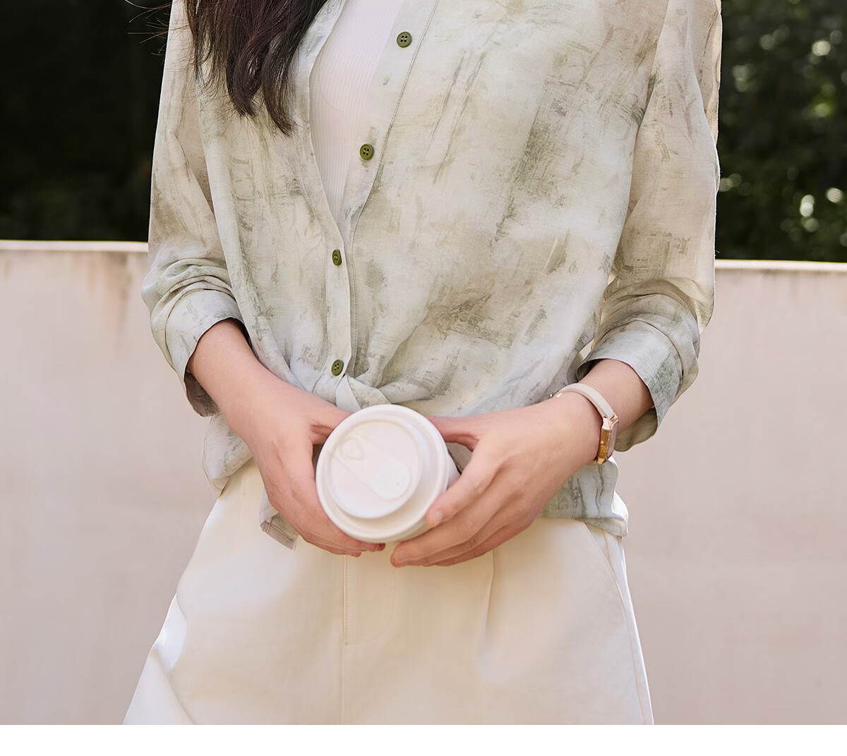 Chushen Spring And Summer Long-Sleeve Shirt for Women, Artistic Tie-Dye Printed Blouse Jacket Air Conditioning Shirt S52S020 Winter Light Green S 1