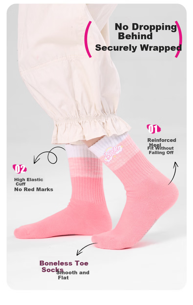 Barbie Girls' Socks, Short Socks for Toddlers, Spring And Autumn Socks for Girls, Student Children's Cotton Socks, Mid-Calf Versatile School Uniform Style Socks 5