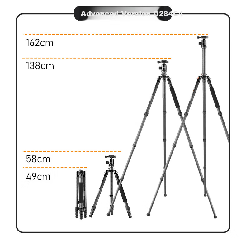 Zhuoer Carbon Fiber Tripod for DSLR Cameras, Portable Travel Professional Photography Panoramic Ball Head Tripod, Ultra-Light Live Streaming Vlog Video Monopod 3