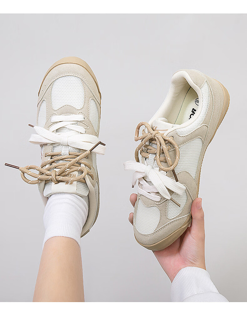 Huili Official Women's Sneakers, Summer 2026 Comfortable Simple Casual Couple Training Shoes, Gray Beige Khaki, Size 36 5