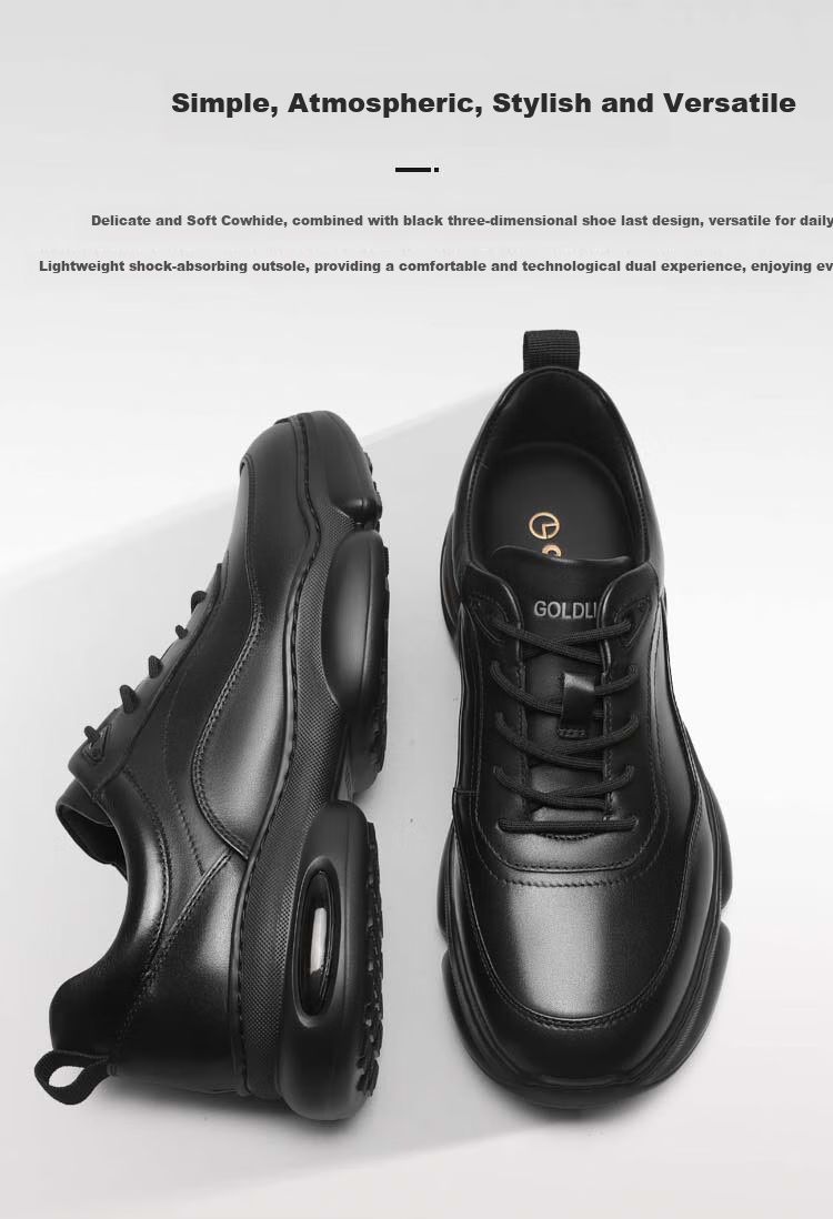 Goldlion Men's Shoes, Thick-Soled Casual Shoes, Soft And Durable Outdoor Trendy Versatile Sneakers, G559430518AAA, Black, Size 39 2