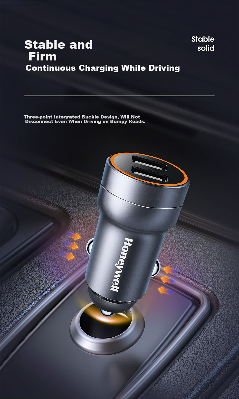 Honeywell Car Charger And Cigarette Lighter Dual-Port USB Fast Charging Adapter, 24W Car Phone Charging Converter 4