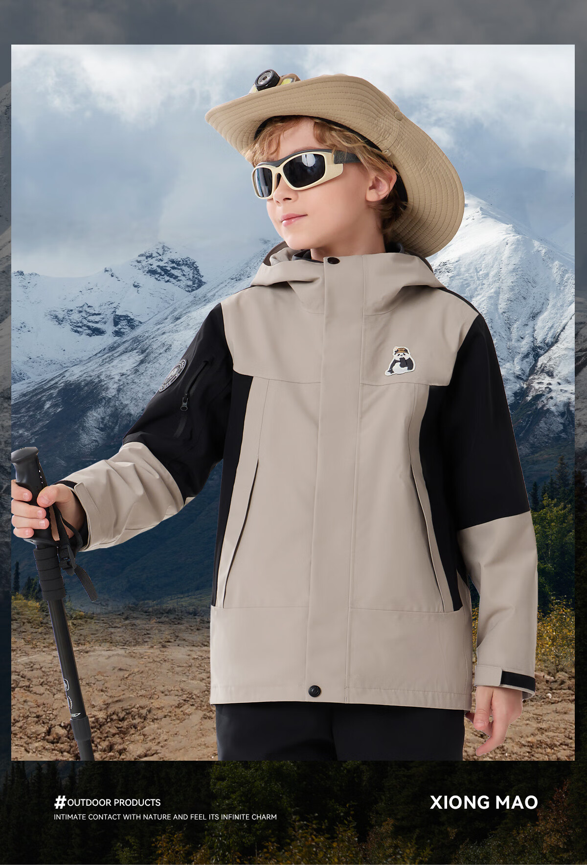 Panda Kids 3-in-1 Waterproof Windproof Fleece Lined Outdoor Jacket Warm School Uniform Autumn Winter, Size 120 11