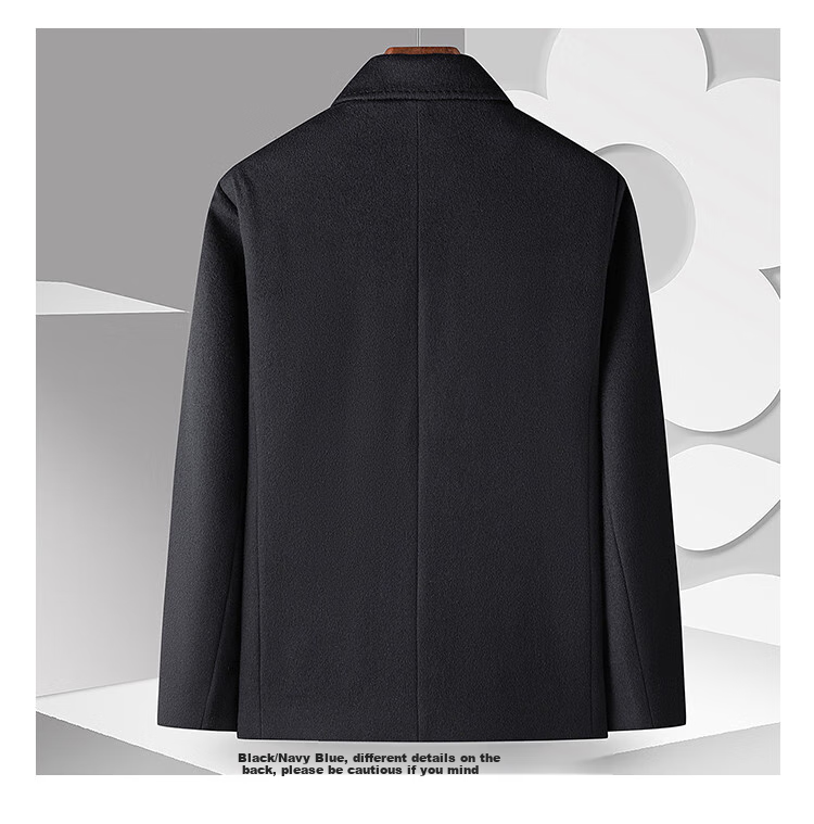 MONTAGUT Men's 100% Wool Jacket Lapel Double-Sided Woolen Coat Business Warm Outerwear Navy Blue Size 52 4
