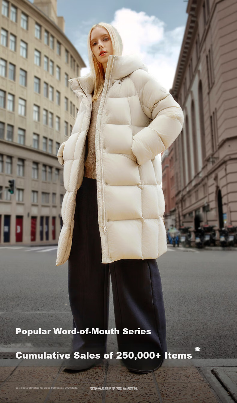 Tanboer Women's Mid-Length down Jacket, Fashionable Casual Versatile Warm Thick Hooded Puffer Coat 530780D Pine Brown 160 2