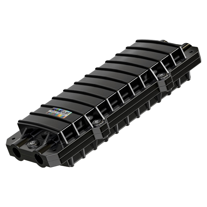 HAILE 2-In 2-Out Horizontal Optical Cable Joint Box, 12-Core Small D-Type Fusion Splice, Fiber Optic Connector Box, Outdoor Waterproof, Overhead And Underground Type, Black HT-JX