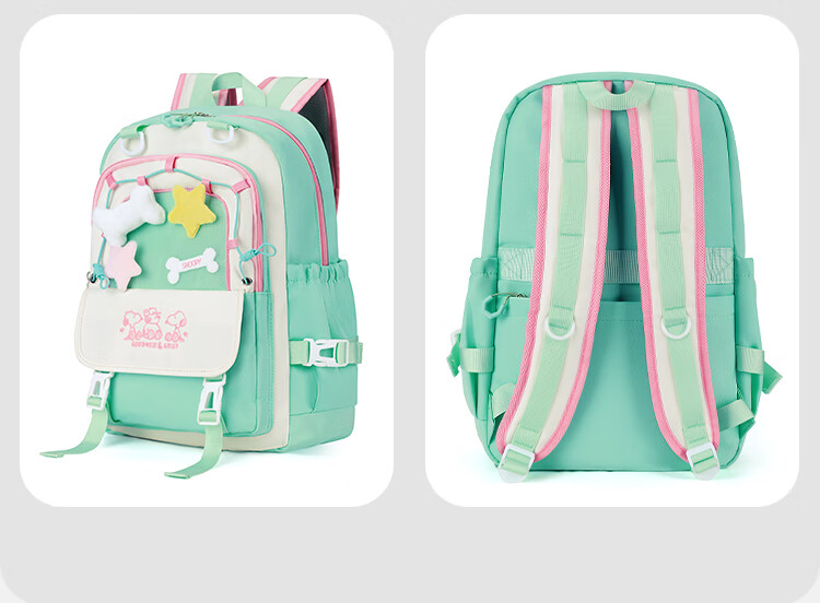 SNOOPY Painful Bag Ins Middle School High School Student Backpack for Girls, Cute Versatile Large Capacity Shoulder Bag Backpack Blue 29