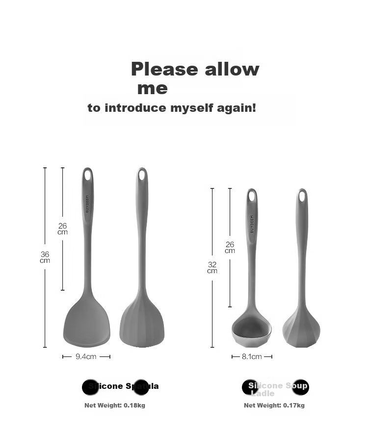 Buydeem Silicone Spatula for Home Cooking, Non-Stick Pan Special Soup Ladle CPA13 Silicone Soup Ladle Gray 9