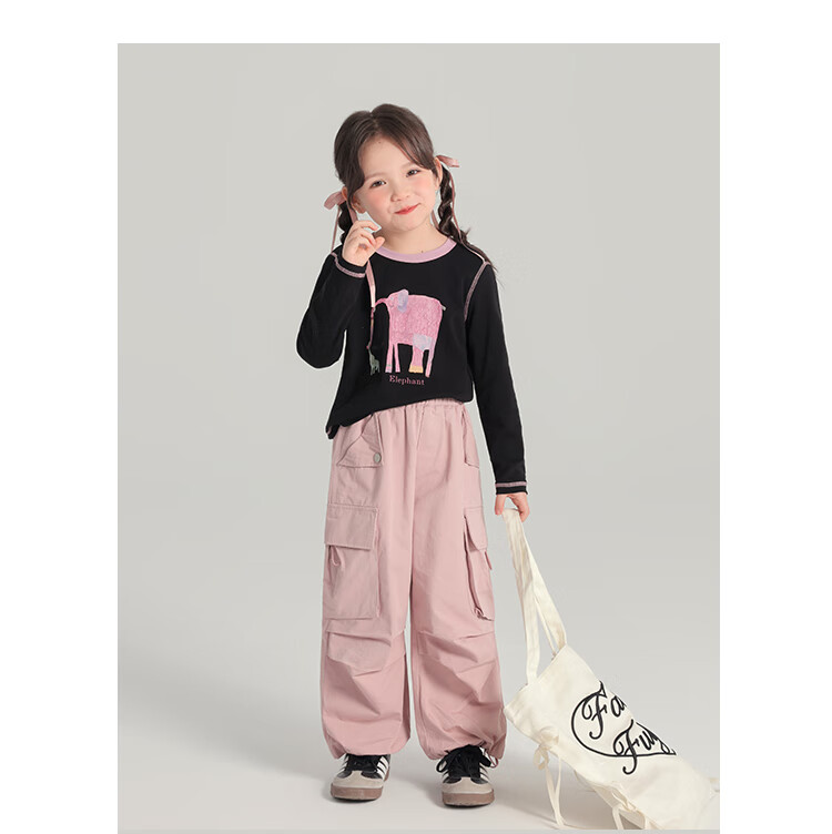Budinghalu Girls' Versatile Sweet Cute Long-Sleeve T-Shirt, Spring And Autumn New Style, for Older Children, Fashionable Contrasting Color Cartoon Round Neck Base Shirt 11