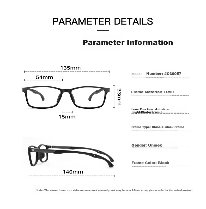 Jingbang Myopia Sports Glasses for Men, Anti-Blue Light Photochromic, Imported Materials EMS Ultra-Light Customizable Eyeglass Frames 60057 11