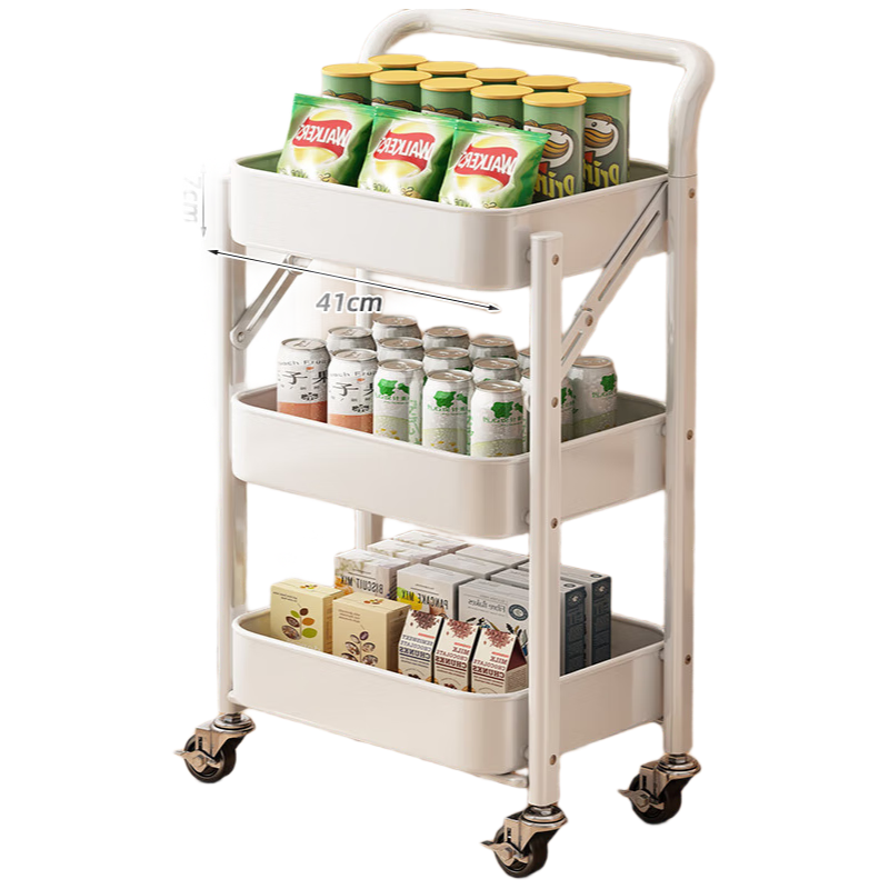 Jiadu Kitchen Folding Cart, Bathroom Storage Rack, Multifunctional Floor-Standing Trolley, Fruit And Vegetable Basket, Storage Shelf
