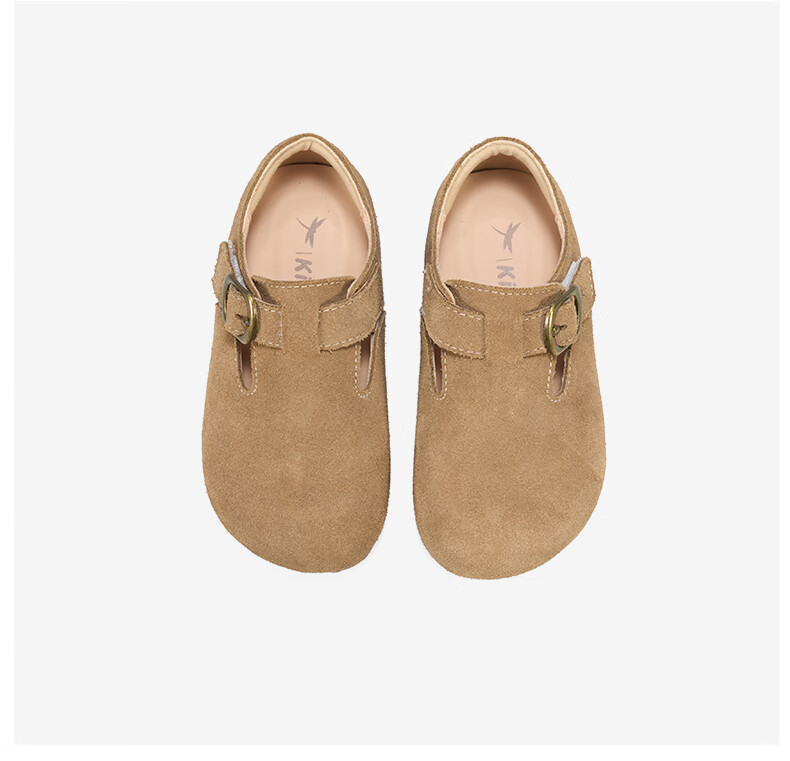RED DRAGONFLY Children's Autumn Shoes, Boys And Girls Flats, Soft-Soled Birkenstock-Style Shoes, Small Leather Shoes, Q51BPPF406, Khaki Color, Size 32 15