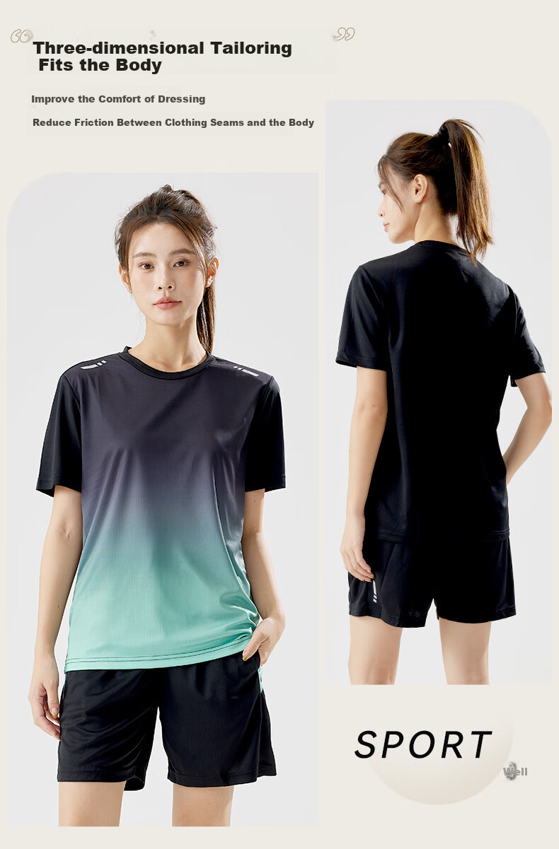 VICTORIATOURIST Women's Sports Set: Quick-Dry Running Shirt, Basketball And Badminton Outfit, Summer Shorts, T-Shirt, Yoga And Fitness Wear 5