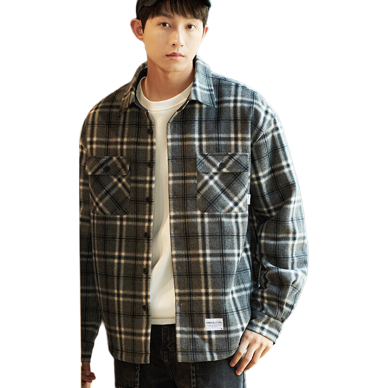 TonLion 2023 Wool Coat for Men, Plaid Lapel Casual Jacket, Graphite Gray, M