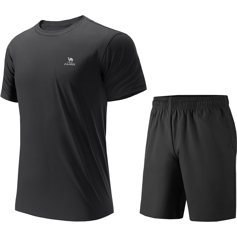 CAMEL Short-Sleeve Shorts Sports Set for Men, New Summer Style Ultra-Thin Quick-Dry T-Shirt, Casual Running Basketball Jersey Sportswear