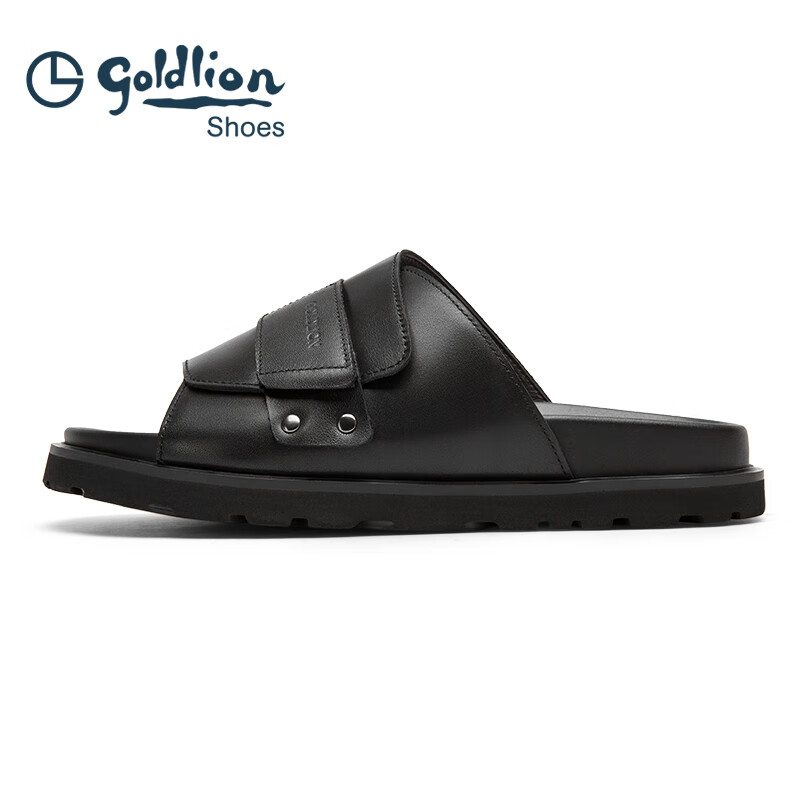 Goldlion Men's Summer Wearable Slippers Men's Velcro Sandals G542520008AAF Black Size 40
