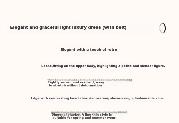 Dme [Light Luxury Jacquard A-Line Skirt], Spring And Autumn V-Neck Waist-Cinching Lace X-Shaped Midi Dress for Wome 1