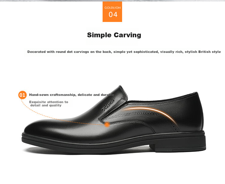Goldlion Men's Shoes, Lightweight Slip-On Urban Business Formal Leather Shoes, 58001004401A, Black, Size 40 5