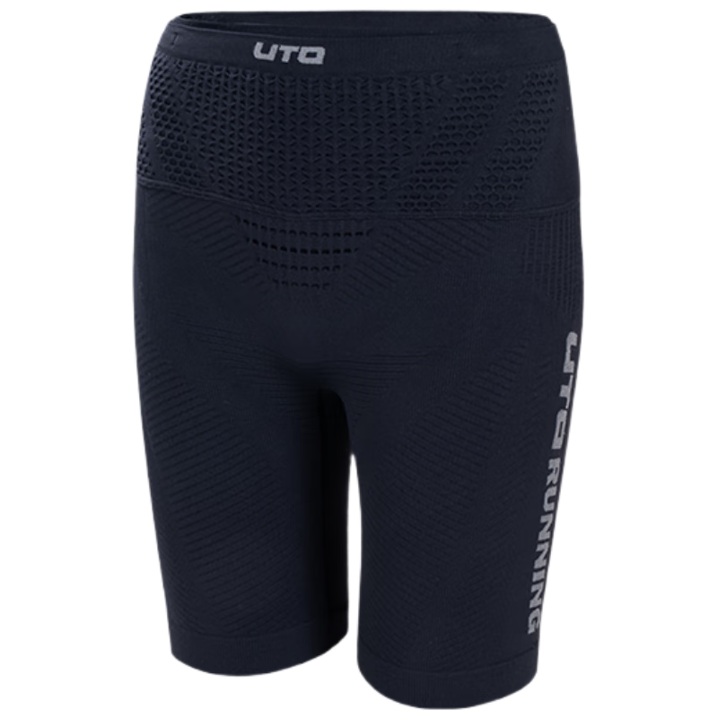 UTO Women's Waist Pack Four-Point Compression Quick-Dry Pants, Outdoor Sports Cycling Shorts, Classic Black, XL (170/74)