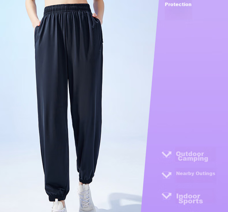 Anta Freedom Pants | Ice Silk Sun Protection Lantern Pants Women's Summer New Drawstring Jogger Loose Yoga Sports Trousers 12
