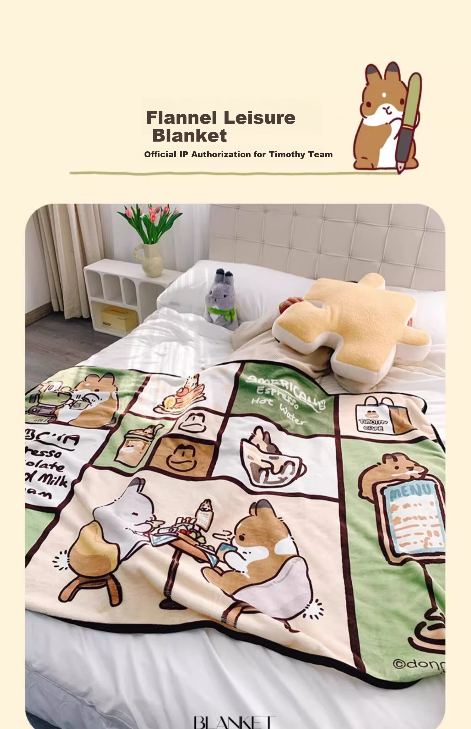 Shandian Kapibala Office Student Nap Blanket, All-Season Universal Air Conditioning Sofa Nap Shawl Blanket Cover 3