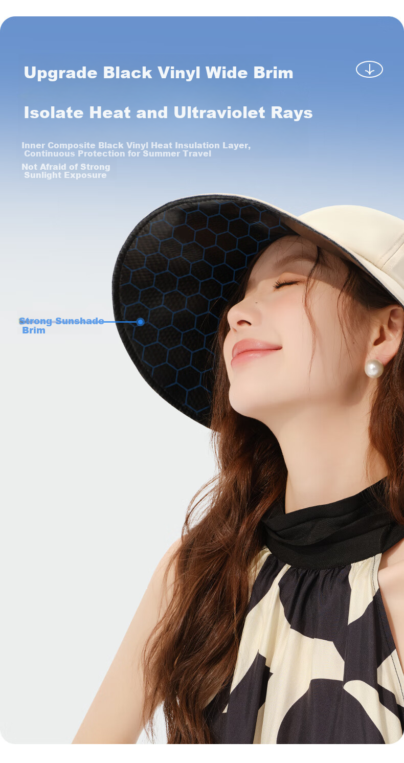 CACUSS Sun Protection Hat for Women, Summer Wide Brim Black Gel Sun Hat, Outdoor UV-Resistant Cap, Black 4