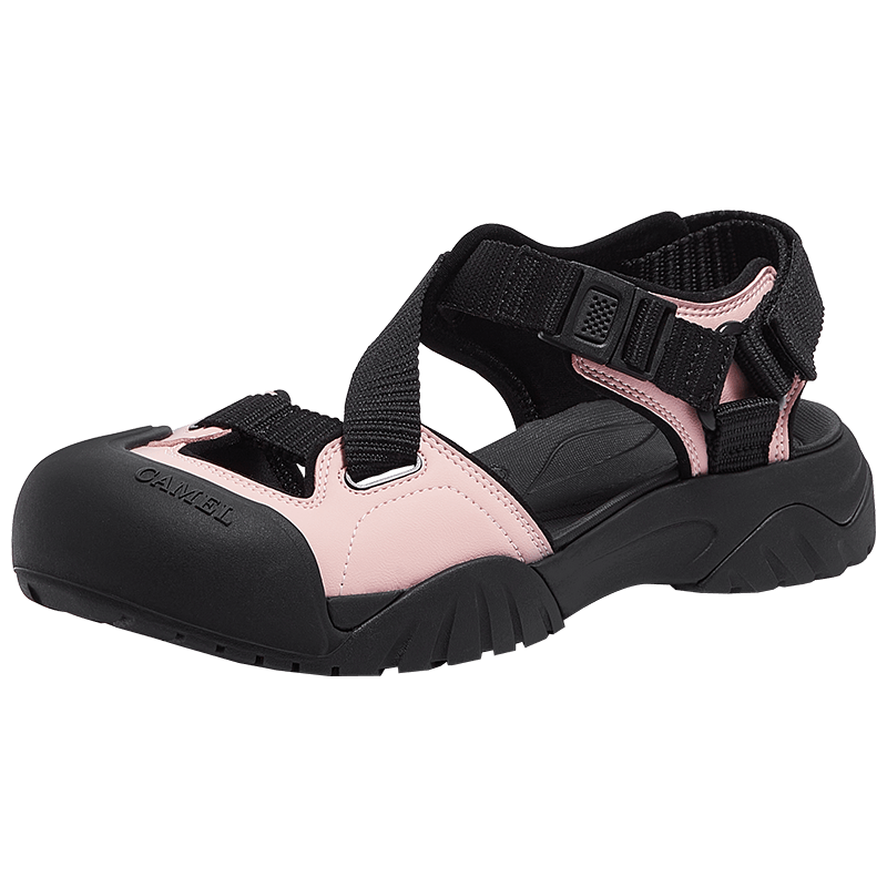 CAMEL Women's Outdoor Sandals Cute Cool Version Colorblock Thick Sole Sandals L25M076016 Pink/Black Size 37