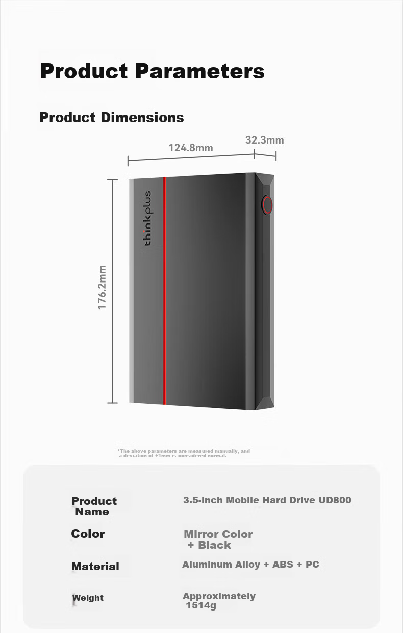 ThinkPlus Lenovo External Hard Drive, 18TB, 3.5-Inch, Type-C USB3.2, Desktop Mechanical Hard Drive with Large Capacity, External Storage for Home And Office Use, UD800 13