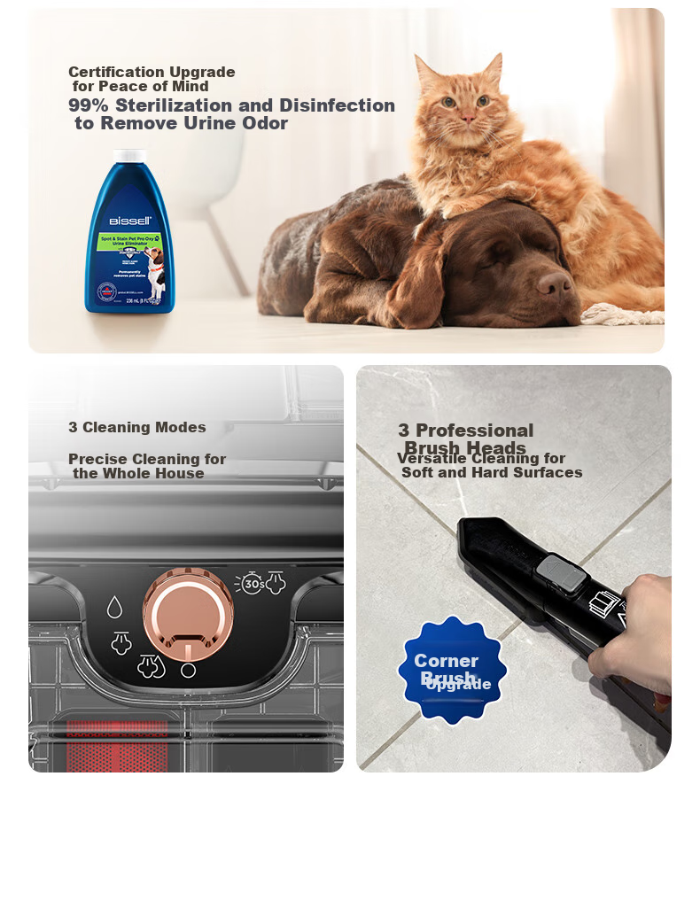 BISSELL Pet Hair Eliminator 618 Price Protection Fabric Cleaner Carpet Sofa Mattress Spray Extraction All-in-One Household Multi-Functional Mini Round Cleaner 6