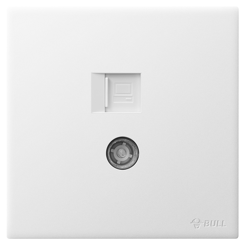 BULL G60 Series 2-Gang Cat6 Computer and TV Socket Ultra-Thin Panel G60T223 Frost White