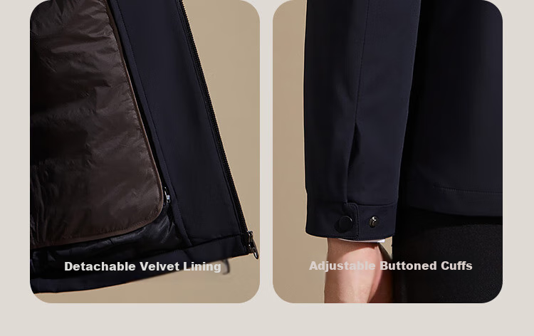 Andongniao [Detachable Goose Down Inner Lining] Basic Versatile Lapel Men's Solid Color Business Executive Jacket ANW63142598 2