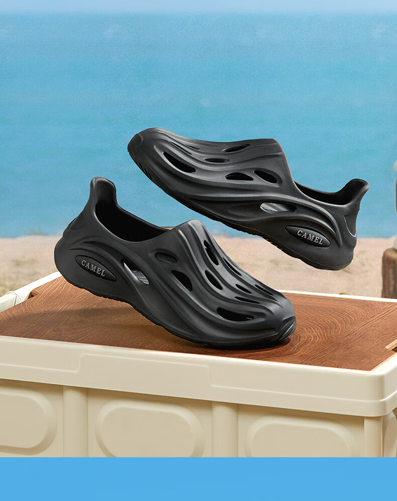 CAMEL Men's Quick-Wear Hollow-Out Sports Sandals, Fashionable Beach Hole Slippers, G13M834091, Dark Green, Size 40 11