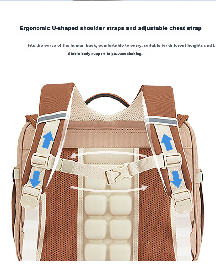 9UM Schoolbag for Primary School Students Grades 1-4 Boys And Girls with Safety Air Cushion, Spine Protection, Cambridge Style U2180 Oatmeal Gray 5