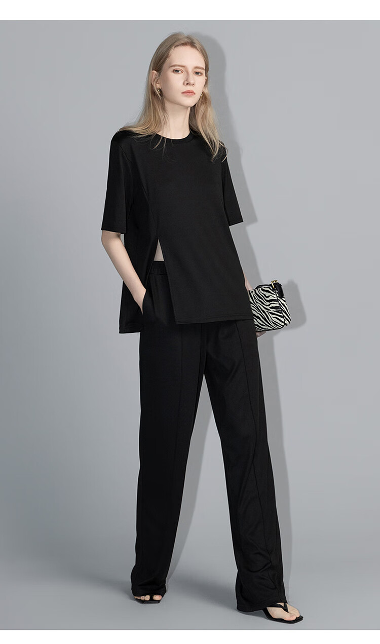 Demana Lazy Wear Set Spring Summer Round Neck T-Shirt and Casual Pants Two-Piece Set for Women Fashion 11
