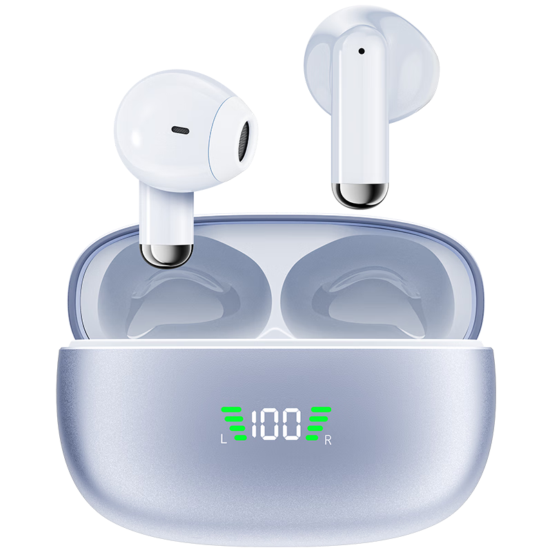 Aigo Bluetooth 6.0 Earphones with Battery Display Semi-In-Ear Sports Gaming Running Long Battery Life HiFi Sound Compatible with Apple Xiaomi TQ15 Blue