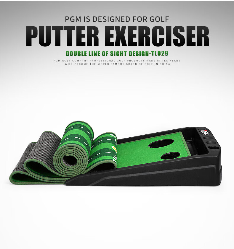 PGM Electric Ball Return Golf Double-Hole Putter Practice Trainer Home Office Mini Golf Set 3