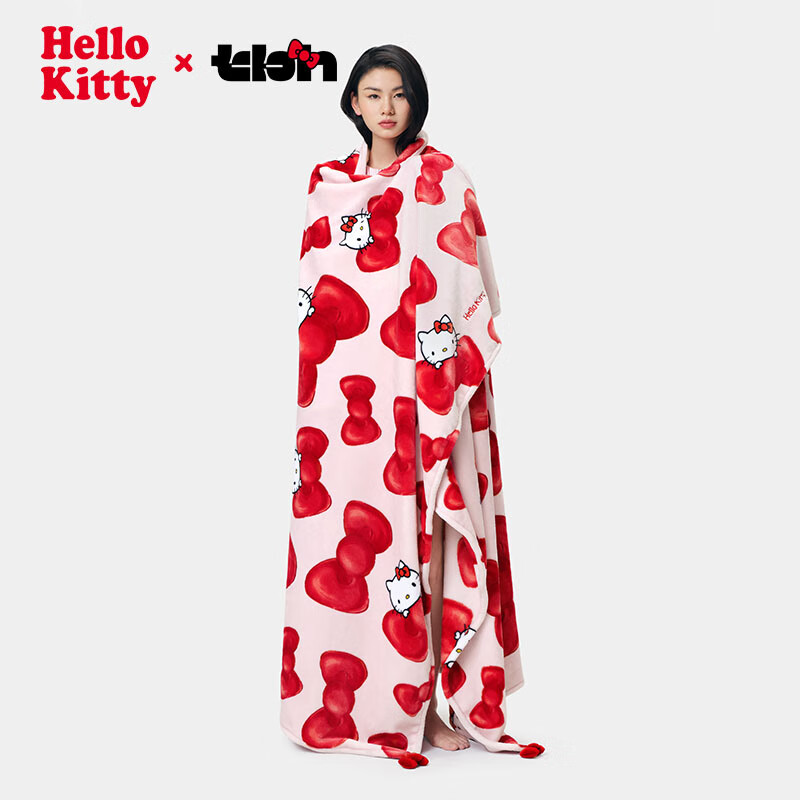 Tbh Sanrio Hello Kitty Flannel Blanket, Double-Sided Fleece Sofa Blanket, Air Conditioning Nap Blanket, Skin-Friendly Fleece Blanket