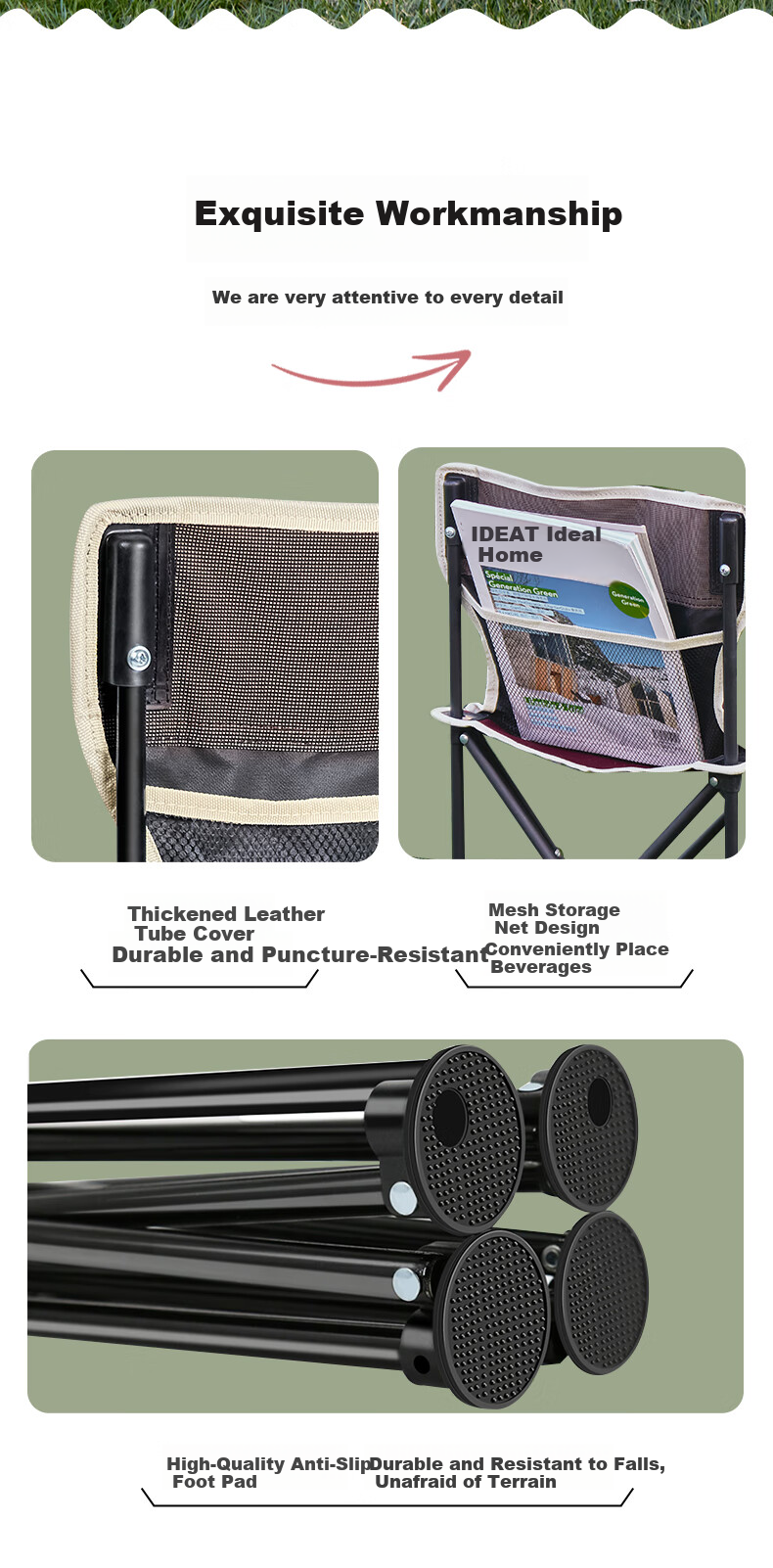 Woteman (WHOTMAN) Outdoor Folding Chair, Portable Table And Chair Set for Fishing And Sketching, High-Speed Rail And Train Stool 8