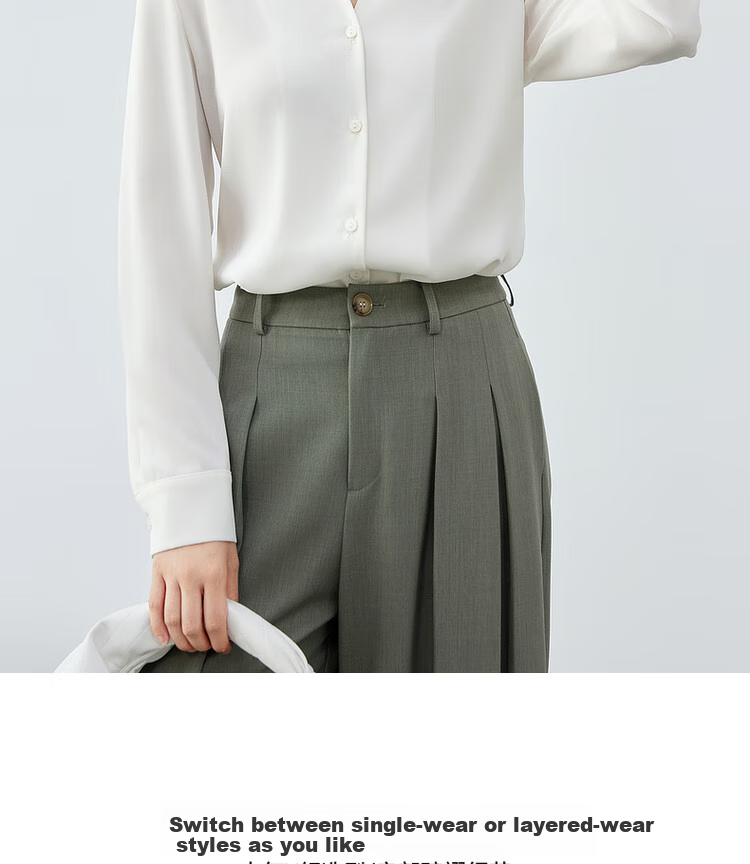 Sentubila Chiffon Blouse for Women, Spring And Autumn Elegant Office V-Neck Shirt, Slimming Loose Long-Sleeve Top, Off-White, M 3
