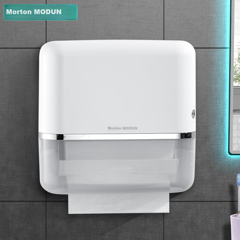MODUN 5881 No-Drill Hand Towel Dispenser, Wall-Mounted Paper Towel Distributor, Bathroom Tissue Box, Restroom Hand Towel Dispenser, Commercial Use