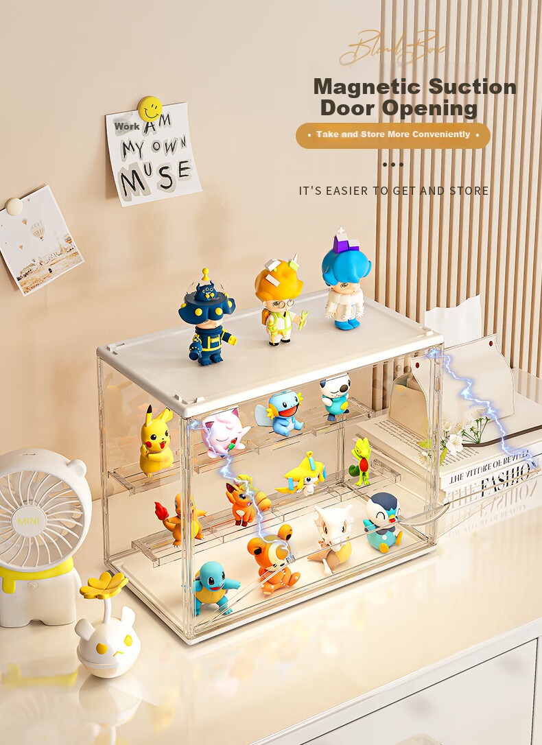 Anerya Action Figure Storage Box, Pop Mart Blind Box Display Case, Toy Display Stand, Transparent Three-Step 1-Piece Set 3
