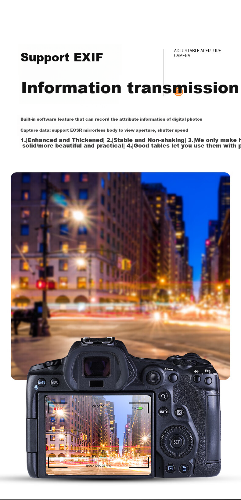 JIAHUACAI Camera Adapter Ring EF-EOSR, Compatible with Canon R52/C R100 R7 R50 R10 R8 R6II RP, Yongnuo Xiaotanfu EF/EF-S Lens to RF Mirrorless Camera Adapter 5