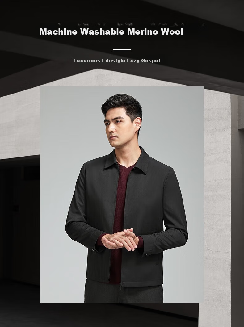 Goldlion [Leader Jacket] Autumn Winter Men's Machine Washable Wool Stand Collar Easy Care Business Coat Navy Blue M00 1