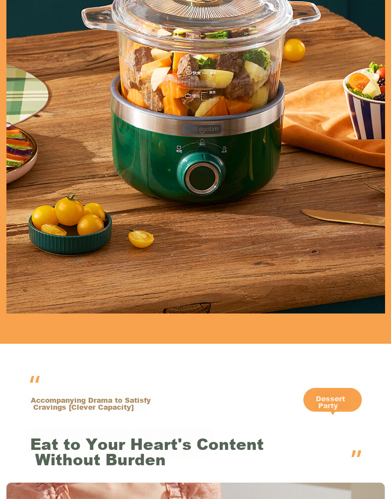 Donlim Electric Stew Pot, Soup And Bird's Nest Double Boiler, Health-Preserving Water Bath Cooker, BB Soup Pot, Small Glass Electric Stew Pot for Nourishment And Beauty, DL-9002 (Forest Green) 13