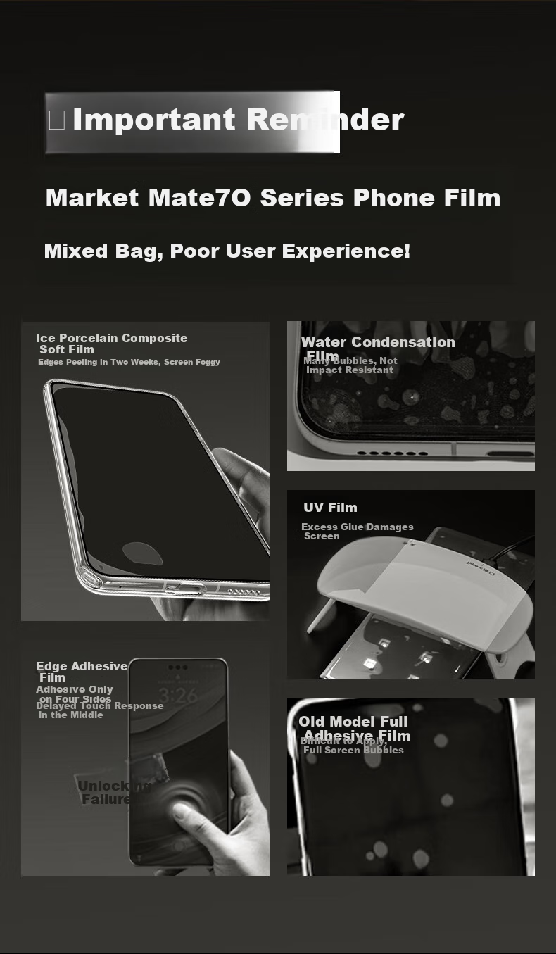 BASEUS [3D Heat-Bent Full Adhesive Film | No Obstruction to Screen] Suitable for Huawei Mate70RS Tempered Glass Film, Mate70RS Phantom Master Phone Protective Film, Shockproof Anti-Fingerprint Protective Film 5