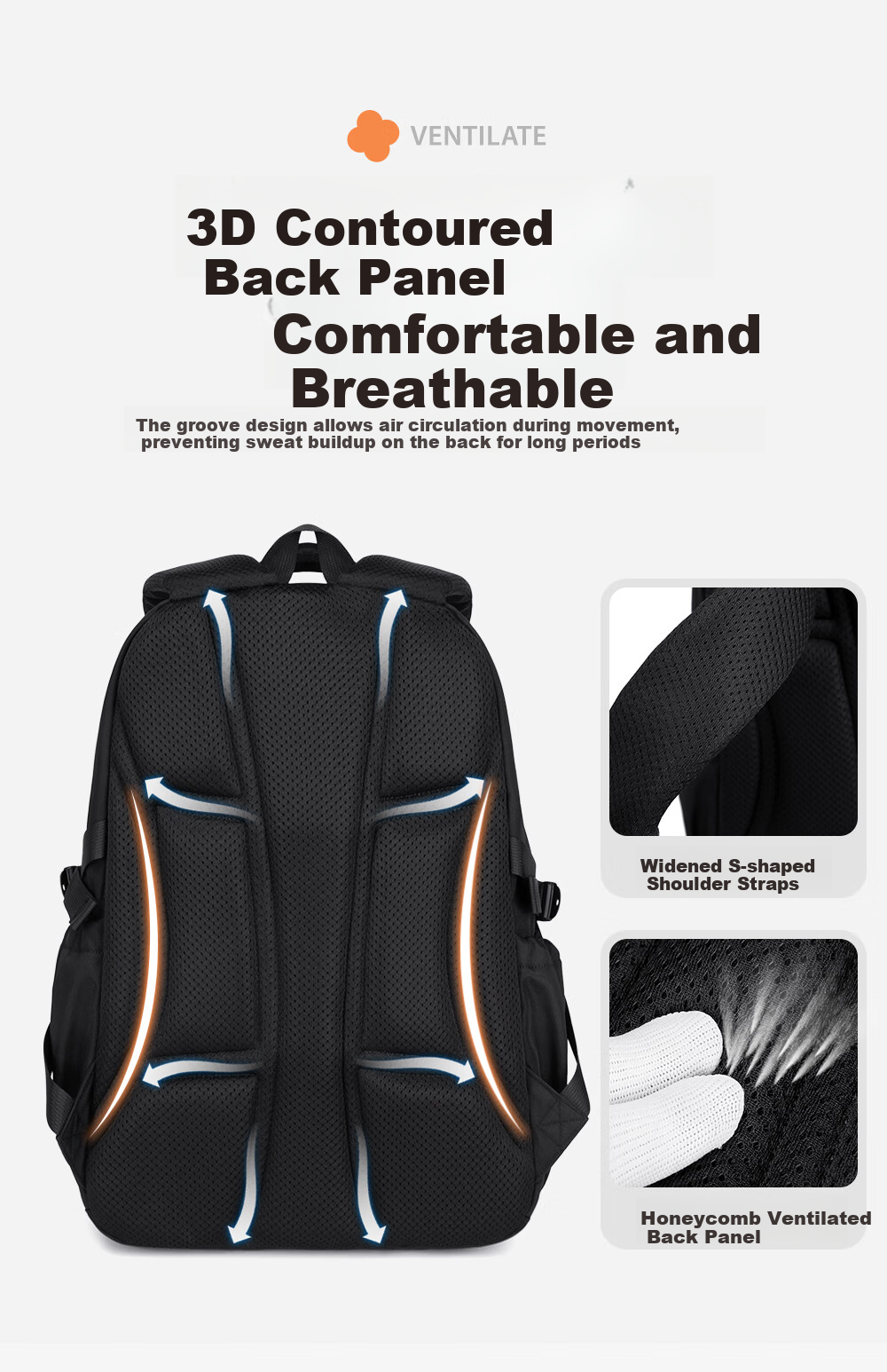 RUiPAi Backpack, 40L Large Capacity, for Middle School And High School Students, Boys And Girls, Lightweight Spine Protection, College Students, Water-Resistant, Double Shoulder Bag, Travel Backpack 7