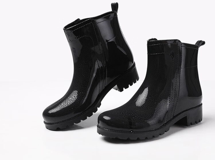 FOOTOPPO Women's Chelsea Rain Boots Fashion Short Waterproof Non-Slip Rubber Shoes Adult Short Water Shoes 6